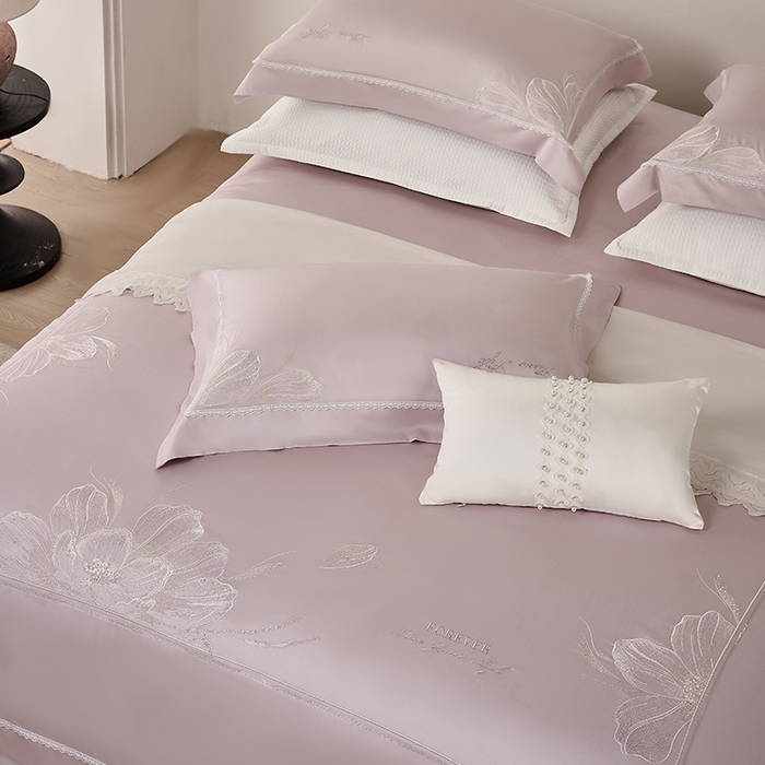 91家纺网 家纺一手货源 找家纺 诗黛尔家纺 2026春夏云朵棉刺绣四件套 香颂系列 香颂-优雅紫