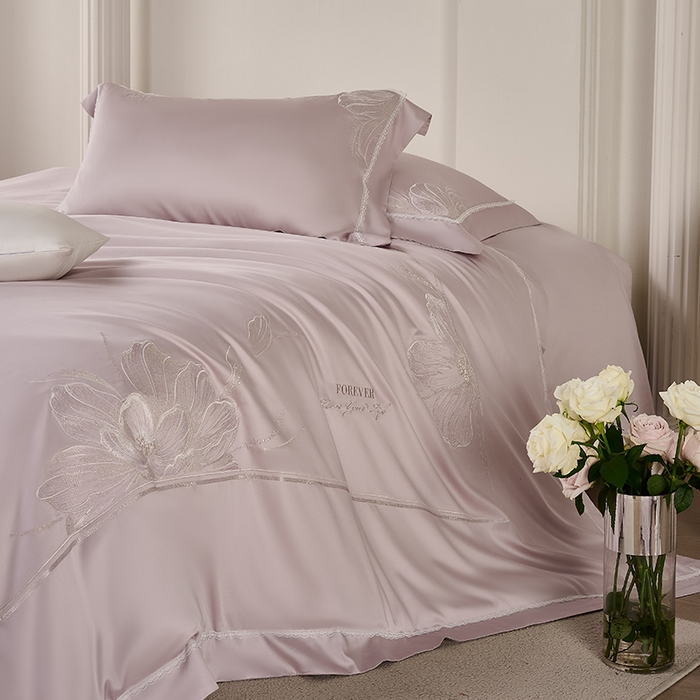 91家纺网 家纺一手货源 找家纺 诗黛尔家纺 2026春夏云朵棉刺绣四件套 香颂系列 香颂-优雅紫