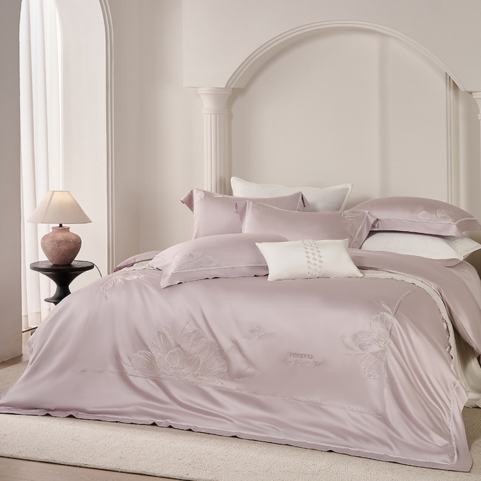 诗黛尔家纺 2026春夏云朵棉刺绣四件套 香颂系列 香颂-优雅紫