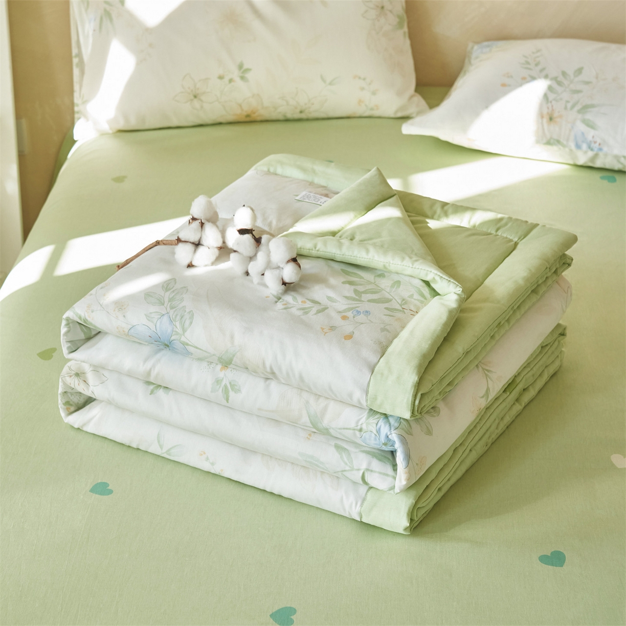 91家纺网 家纺一手货源 找家纺 恬思语家纺 2026春夏新款里外全棉印花棉花夏被空调被夏凉被夏被四件套 格拉花园