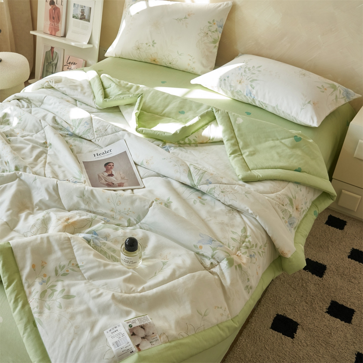 91家纺网 家纺一手货源 找家纺 恬思语家纺 2026春夏新款里外全棉印花棉花夏被空调被夏凉被夏被四件套 格拉花园