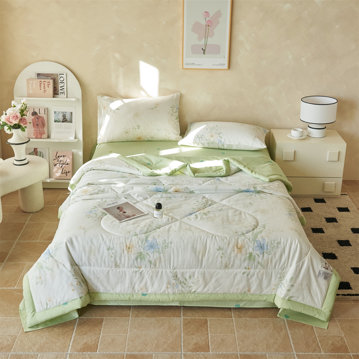 91家纺网 家纺一手货源 找家纺 恬思语家纺 2026春夏新款里外全棉印花棉花夏被空调被夏凉被夏被四件套 格拉花园