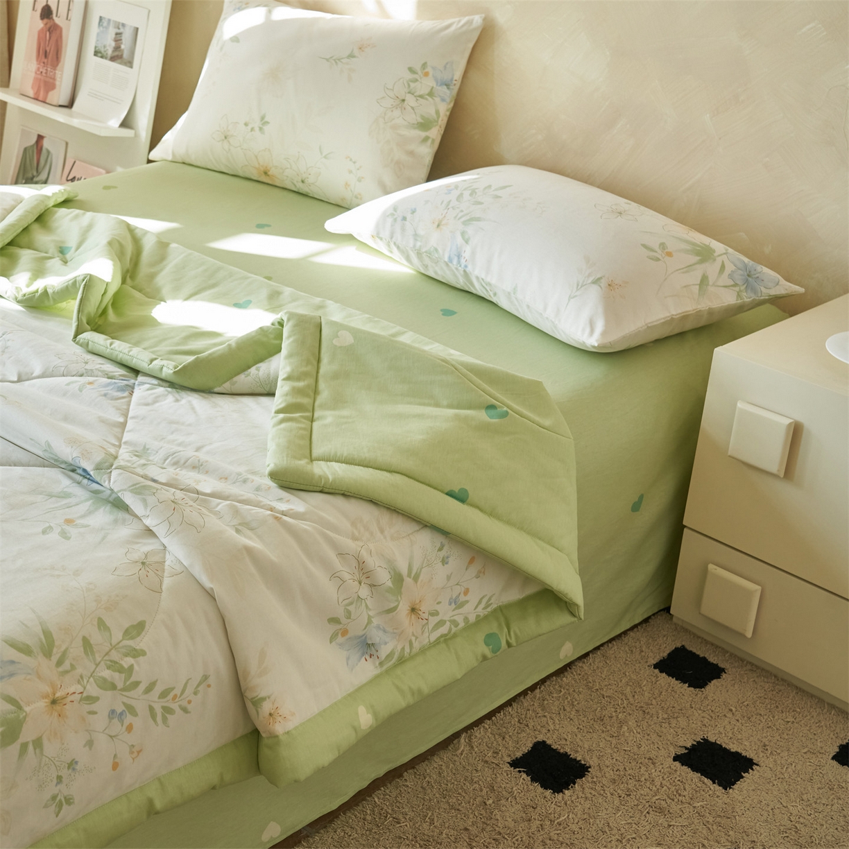 91家纺网 家纺一手货源 找家纺 恬思语家纺 2026春夏新款里外全棉印花棉花夏被空调被夏凉被夏被四件套 格拉花园