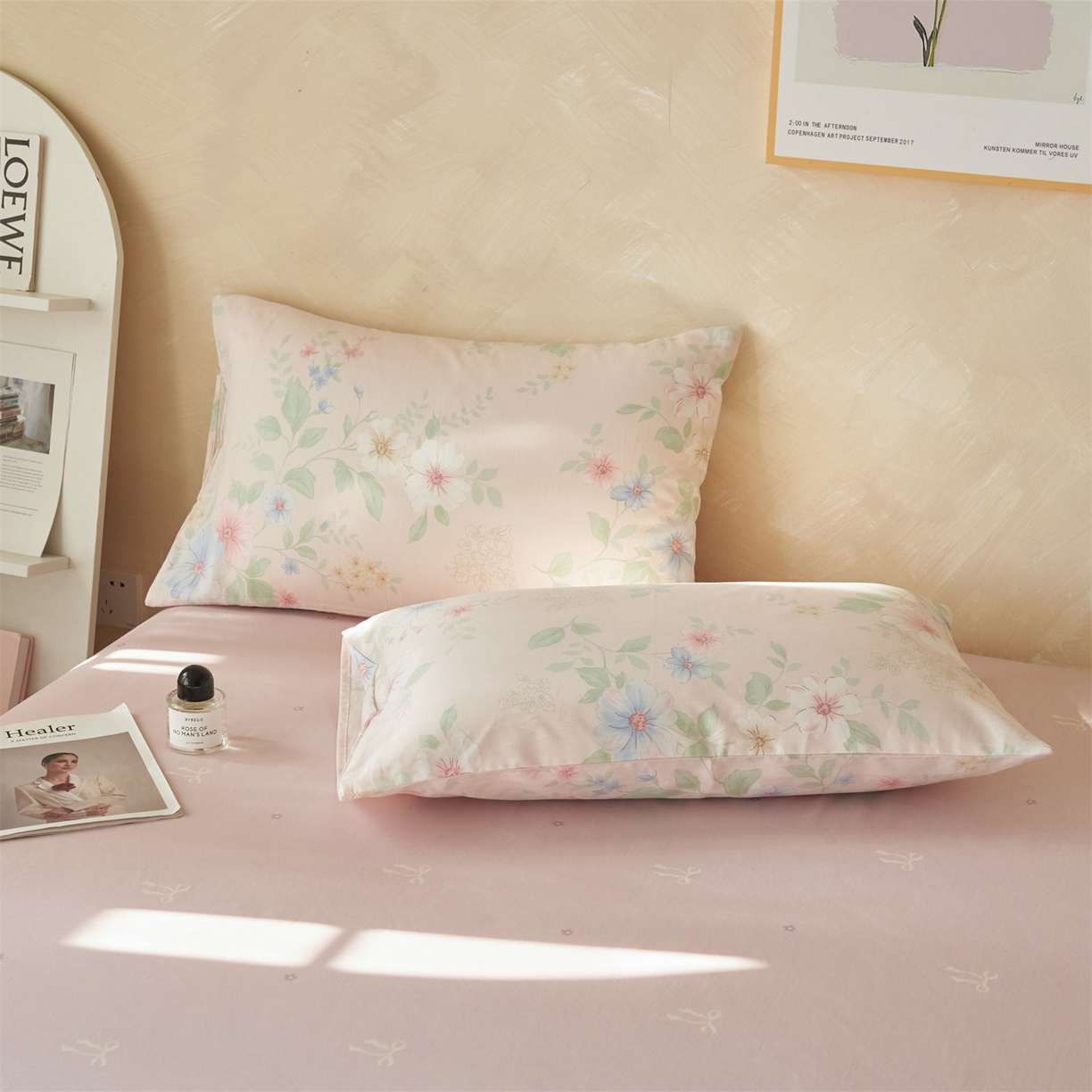 91家纺网 家纺一手货源 找家纺 恬思语家纺 2026春夏新款里外全棉印花棉花夏被空调被夏凉被夏被四件套 国色嫣然-粉