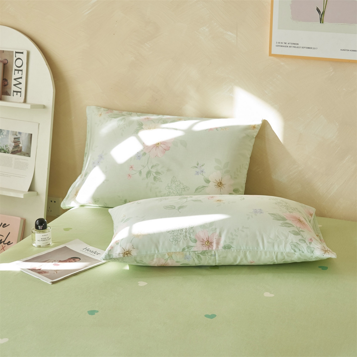 91家纺网 家纺一手货源 找家纺 恬思语家纺 2026春夏新款里外全棉印花棉花夏被空调被夏凉被夏被四件套 国色嫣然-绿