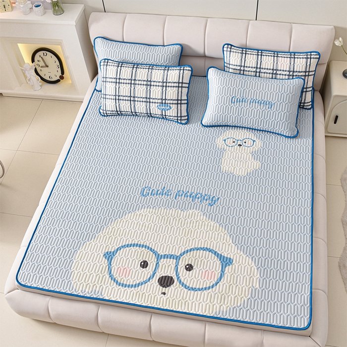 91家纺网 家纺一手货源 找家纺 （总）炫拼家纺 2026新款凉感丝大版卡通乳胶凉席三件套