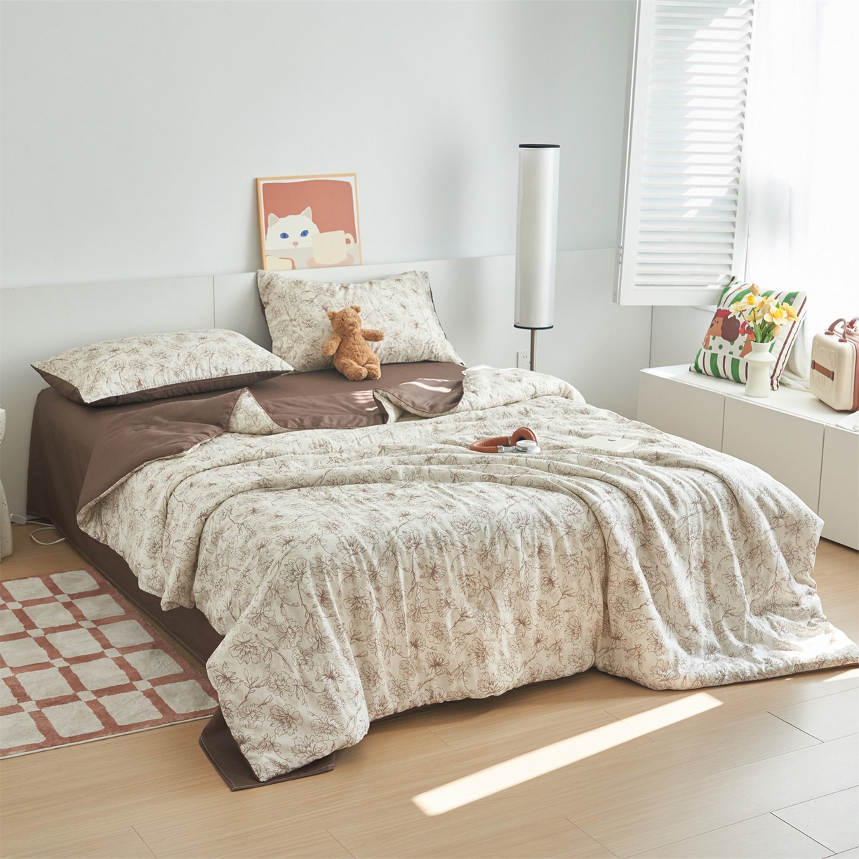 91家纺网 家纺一手货源 找家纺 恬思语家纺 2026新款天丝麻大豆印花夏被夏凉被空调被 山茶花