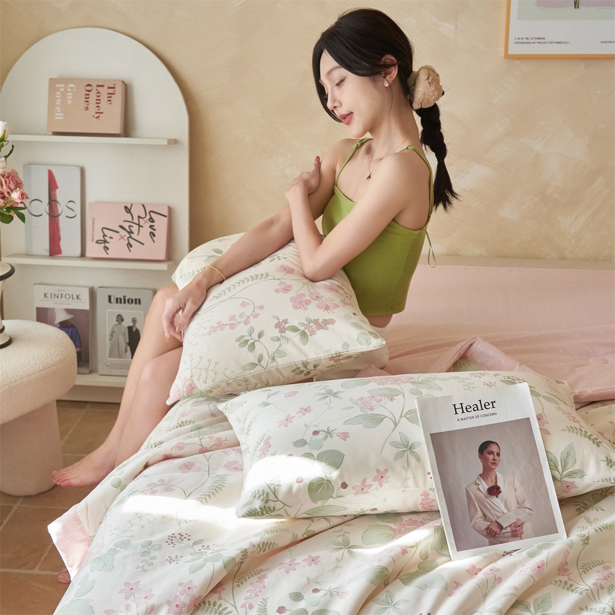 91家纺网 家纺一手货源 找家纺 恬思语家纺 2026春夏新款里外全棉印花棉花夏被空调被夏凉被夏被四件套 花春城