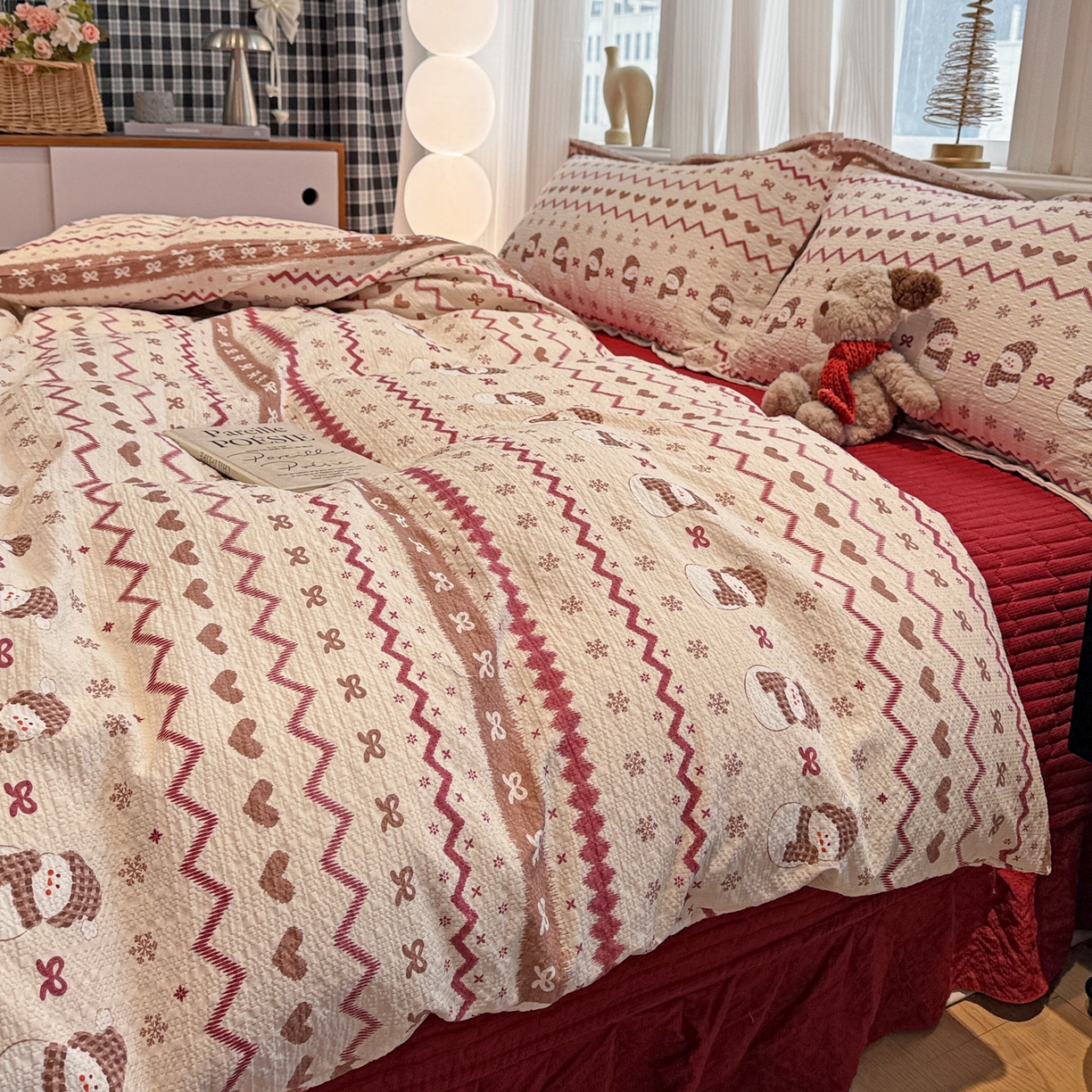 91家纺网 家纺一手货源 找家纺 （总）富米莱（原臻工厂） 2026新款云感泡芙棉小清新印花简约床盖床裙四件套一小红书推荐