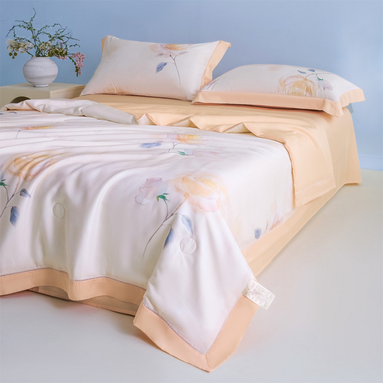 91家纺网 家纺一手货源 找家纺 恬思语家纺 2026春夏新品莱赛尔天丝印花蚕丝夏被夏凉被空调被 绮梦-玉