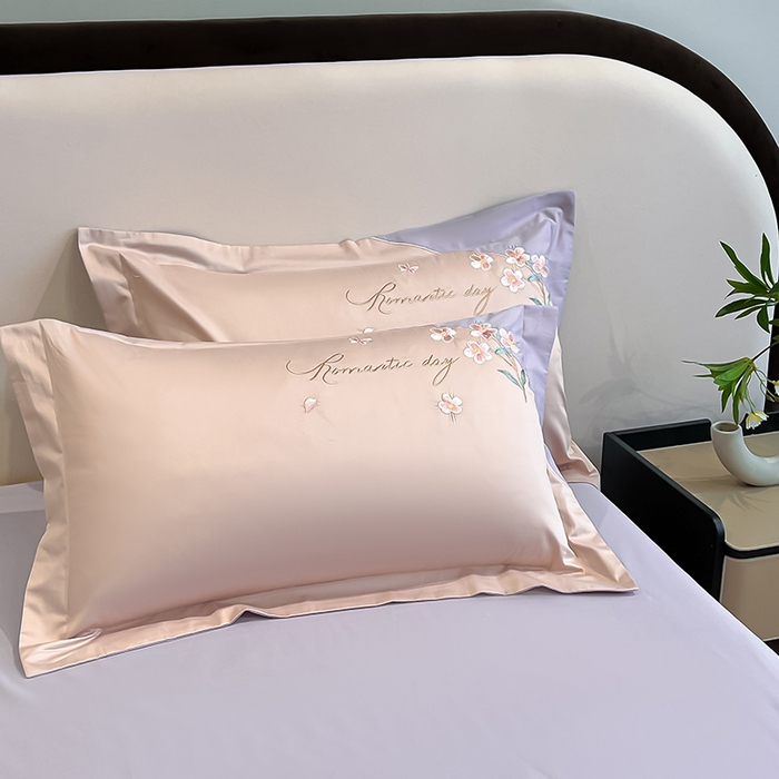 91家纺网 家纺一手货源 找家纺 桃园 新品纯棉全棉长绒棉刺绣绣花高端礼盒四件套-花语 花语-轻奢粉