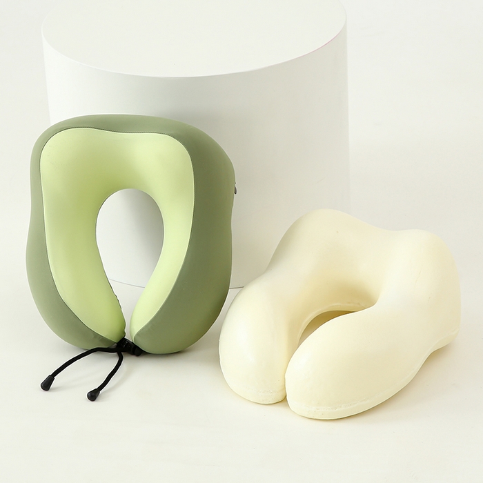 91家纺网 家纺一手货源 找家纺 仁宇枕业 2026新款夏季凉感锦冰丝护颈颈椎U型枕午休旅行记忆棉凉感U枕头枕芯 锦冰丝u型枕-绿色 29x26x14cm