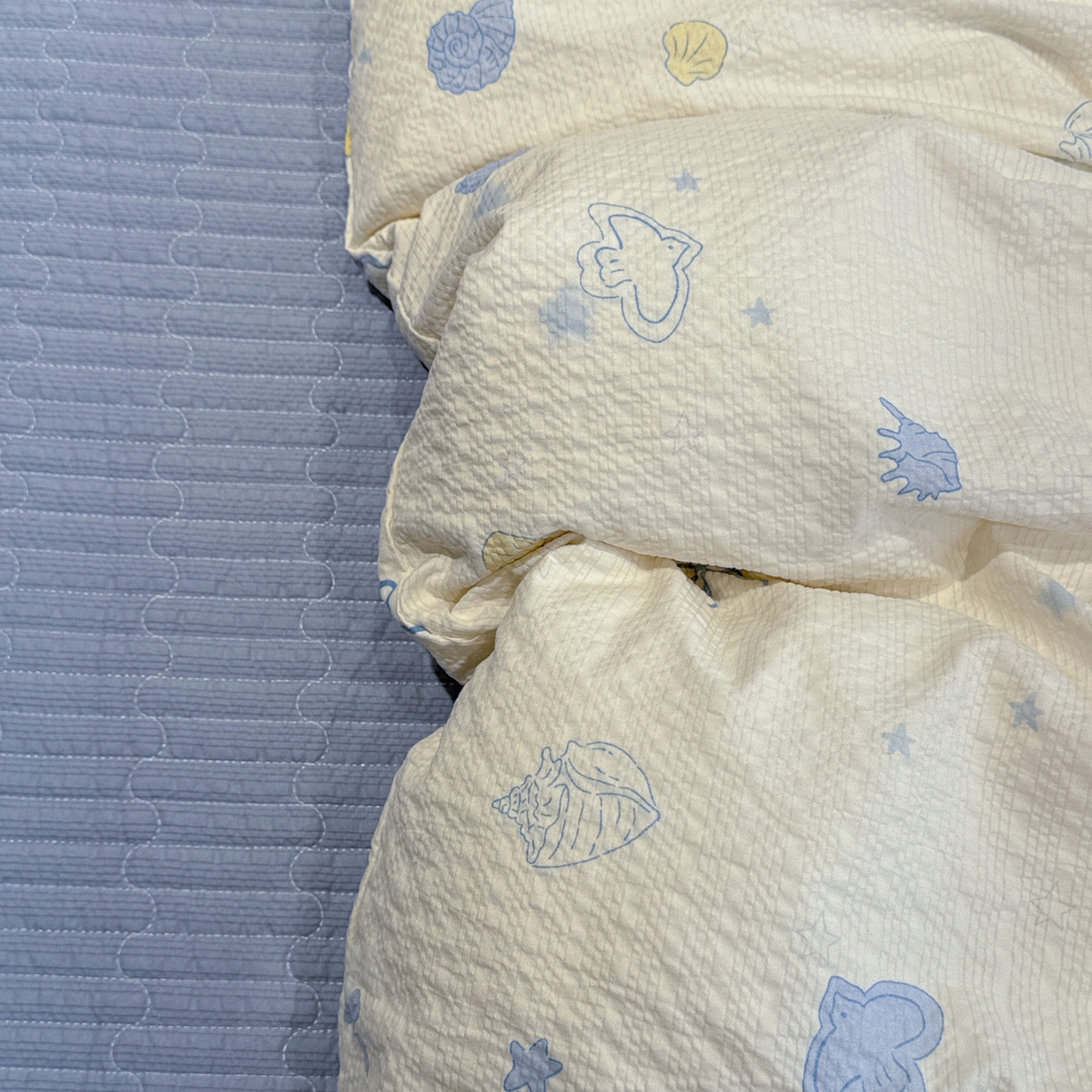 91家纺网 家纺一手货源 找家纺 富米莱（原臻工厂） 2026新款云感泡芙棉小清新印花简约床盖床裙四件套一小红书推荐 简约-海盐日记