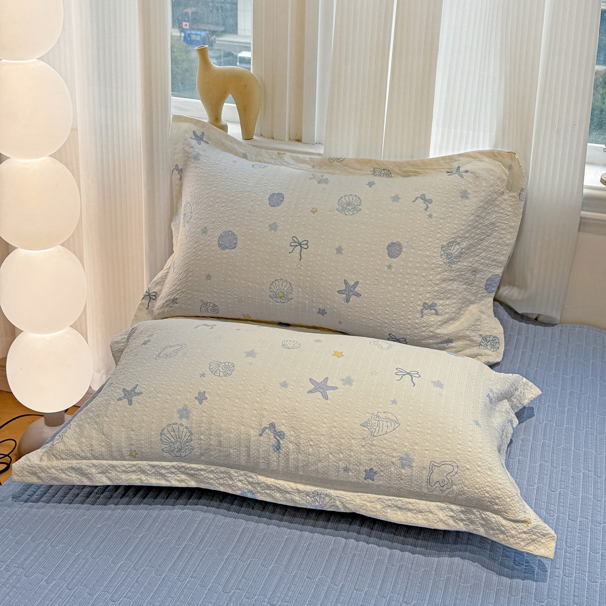 91家纺网 家纺一手货源 找家纺 富米莱（原臻工厂） 2026新款云感泡芙棉小清新印花简约床盖床裙四件套一小红书推荐 简约-海盐日记