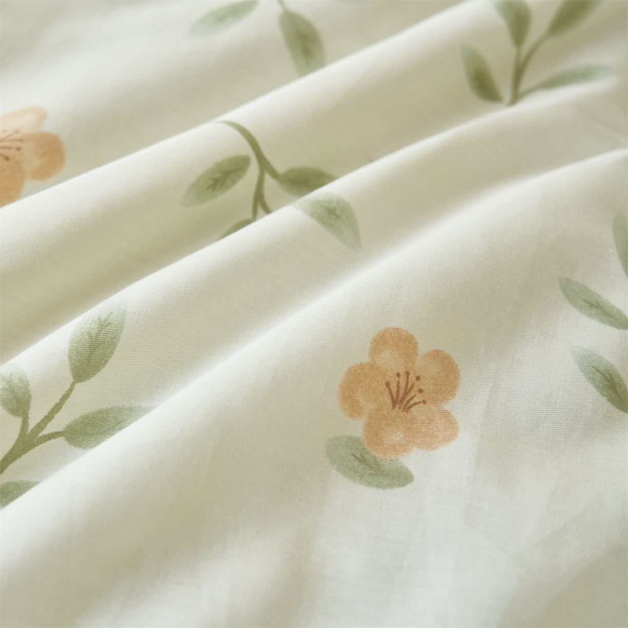 91家纺网 家纺一手货源 找家纺 恬思语家纺 2026春夏新款里外全棉印花棉花夏被空调被夏凉被夏被四件套 花叶青风