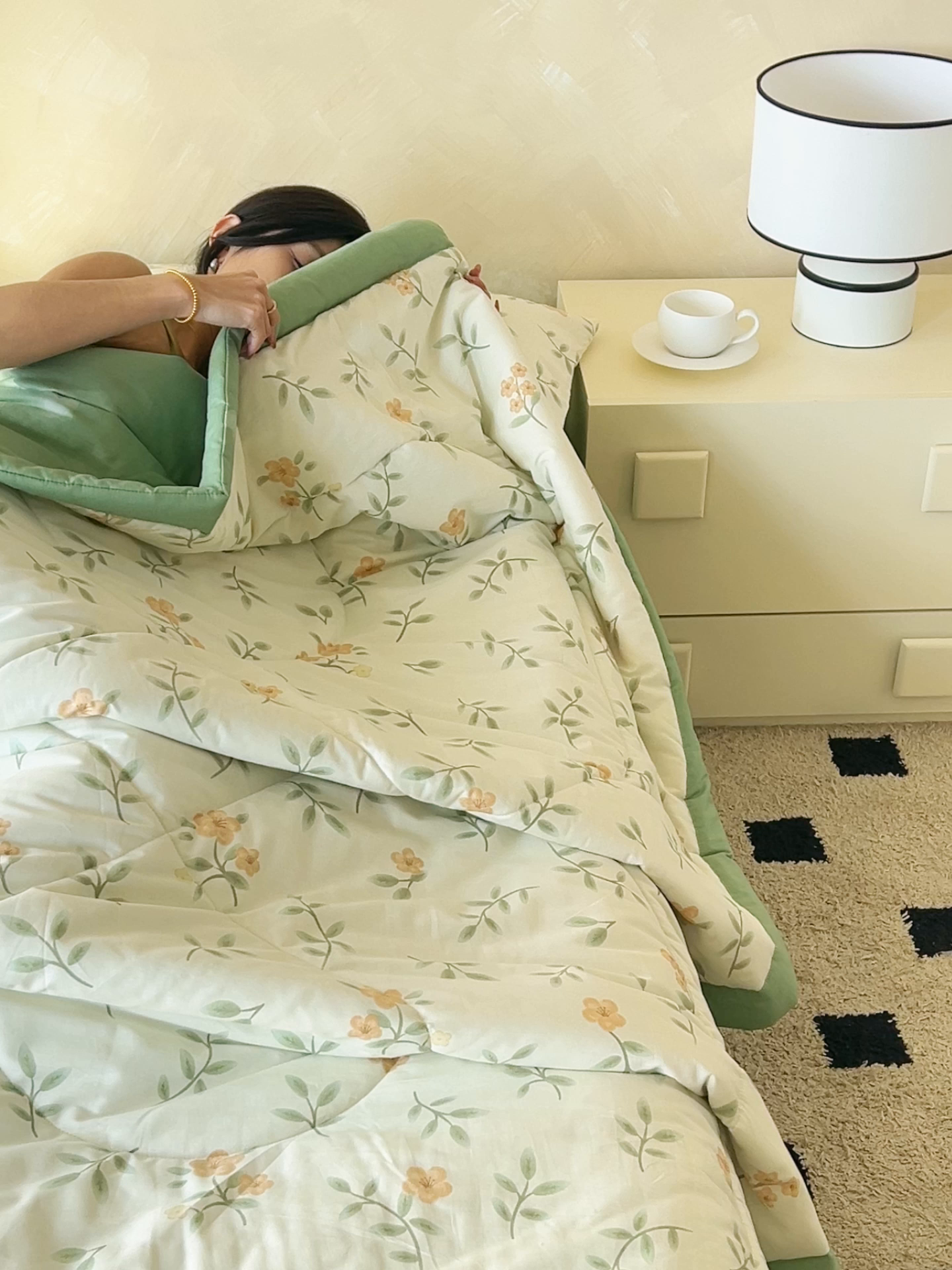 91家纺网 家纺一手货源 找家纺 恬思语家纺 2026春夏新款里外全棉印花棉花夏被空调被夏凉被夏被四件套 花叶青风