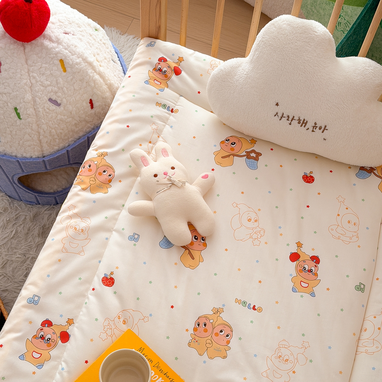 91家纺网 家纺一手货源 找家纺 嗨生活 2026新款全棉儿童床垫幼儿园床垫床褥拼床床垫 小星人