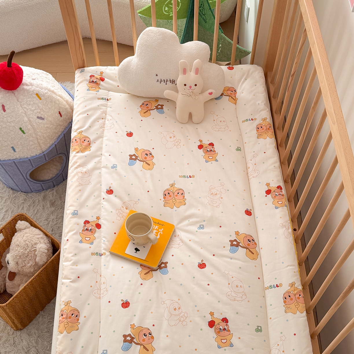 91家纺网 家纺一手货源 找家纺 嗨生活 2026新款全棉儿童床垫幼儿园床垫床褥拼床床垫 小星人