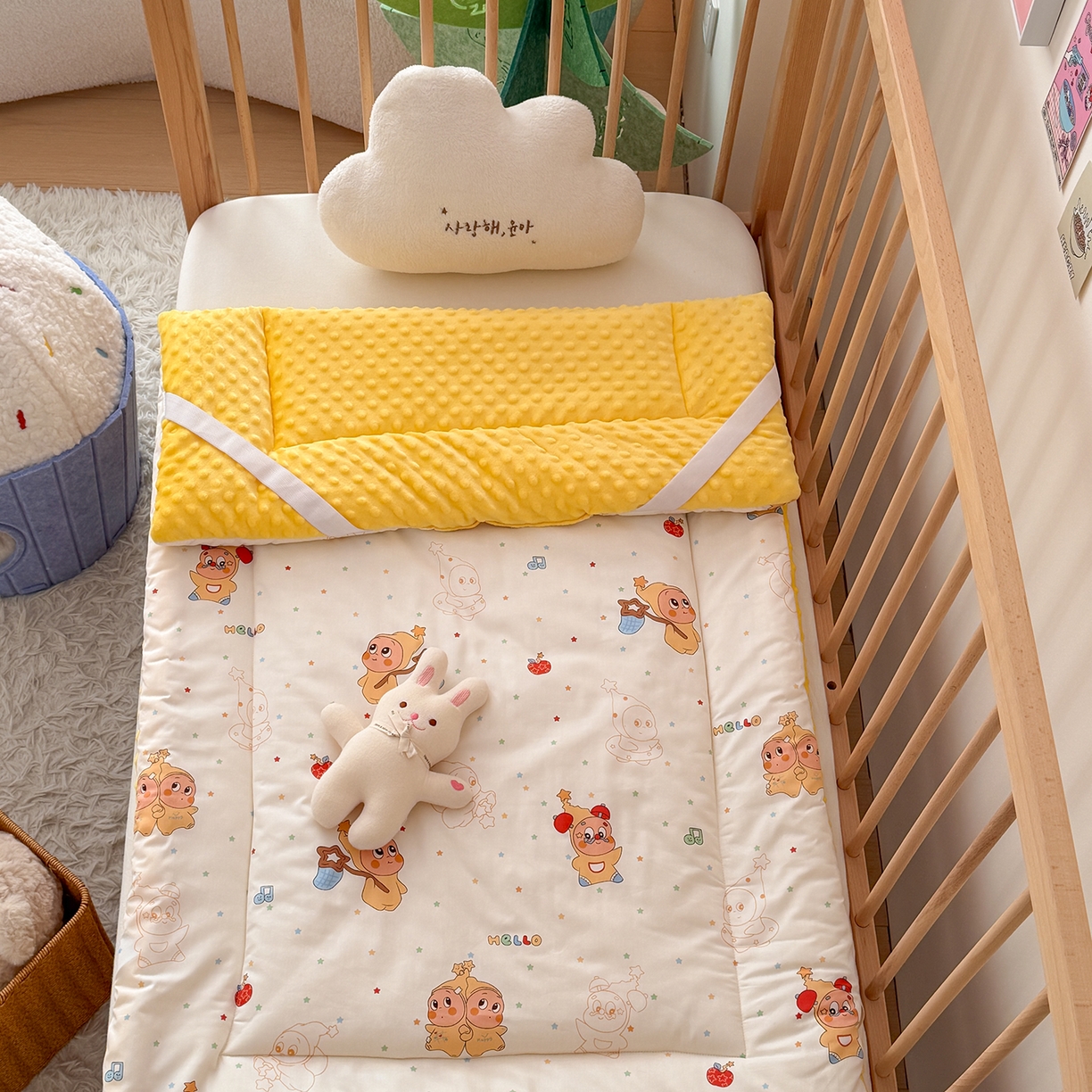 91家纺网 家纺一手货源 找家纺 嗨生活 2026新款全棉儿童床垫幼儿园床垫床褥拼床床垫 小星人