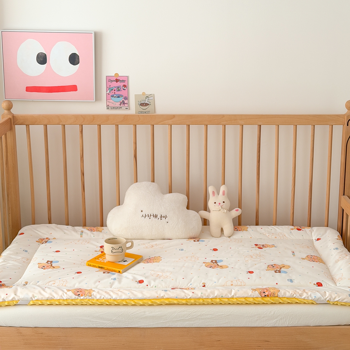 91家纺网 家纺一手货源 找家纺 嗨生活 2026新款全棉儿童床垫幼儿园床垫床褥拼床床垫 小星人