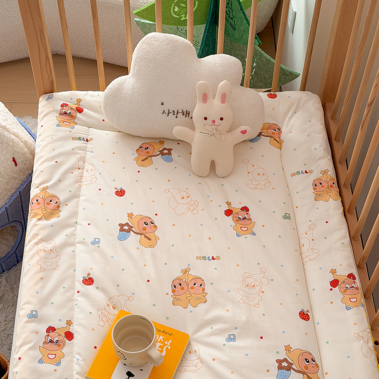 91家纺网 家纺一手货源 找家纺 嗨生活 2026新款全棉儿童床垫幼儿园床垫床褥拼床床垫 小星人