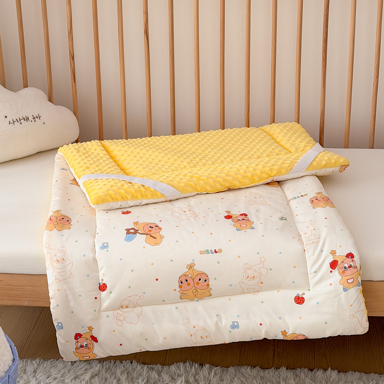 91家纺网 家纺一手货源 找家纺 嗨生活 2026新款全棉儿童床垫幼儿园床垫床褥拼床床垫 小星人