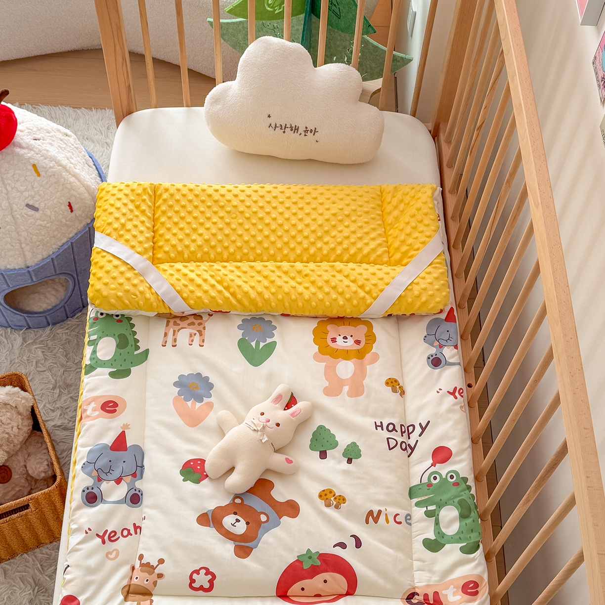 91家纺网 家纺一手货源 找家纺 嗨生活 2026新款全棉儿童床垫幼儿园床垫床褥拼床床垫 布拉乐园