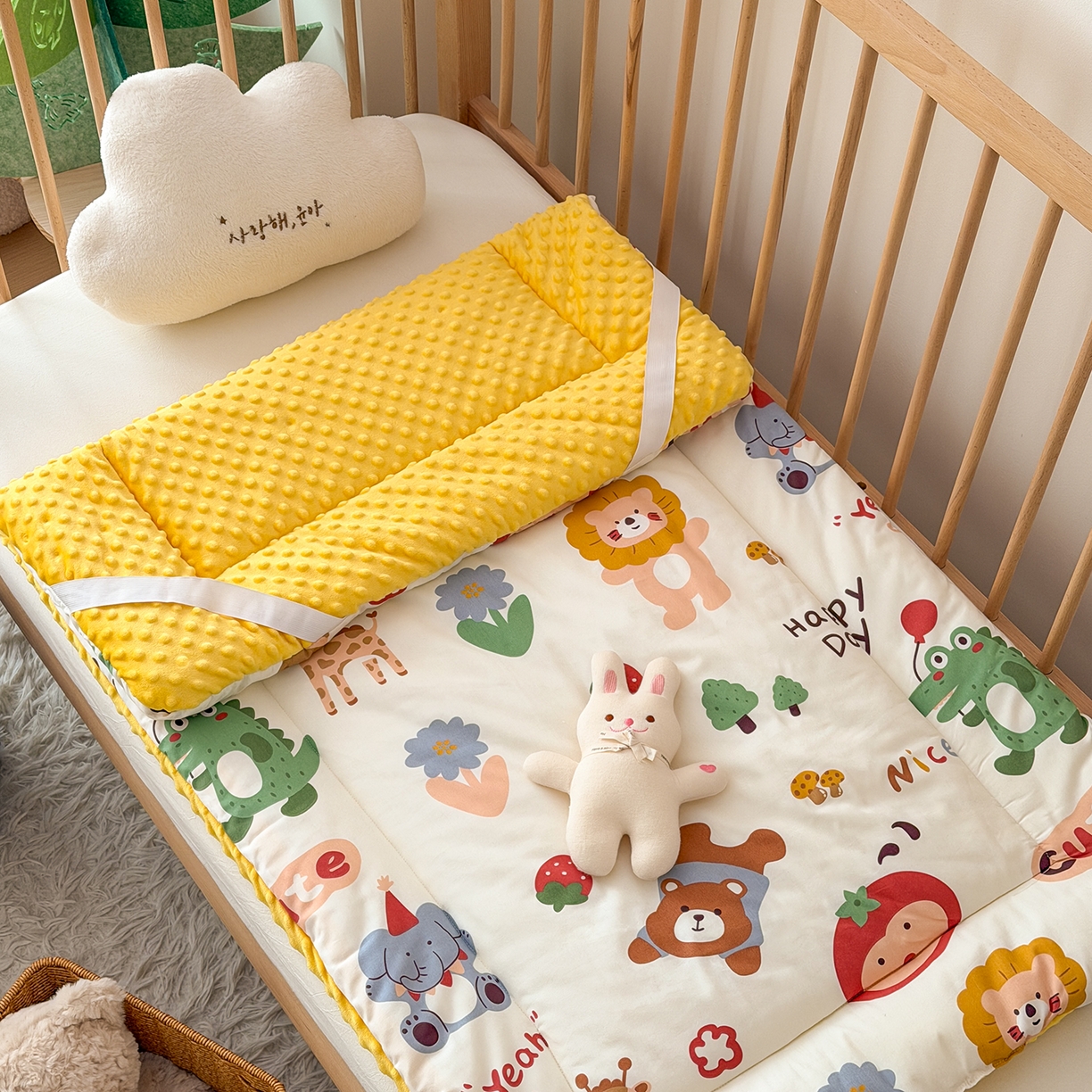 91家纺网 家纺一手货源 找家纺 嗨生活 2026新款全棉儿童床垫幼儿园床垫床褥拼床床垫 布拉乐园