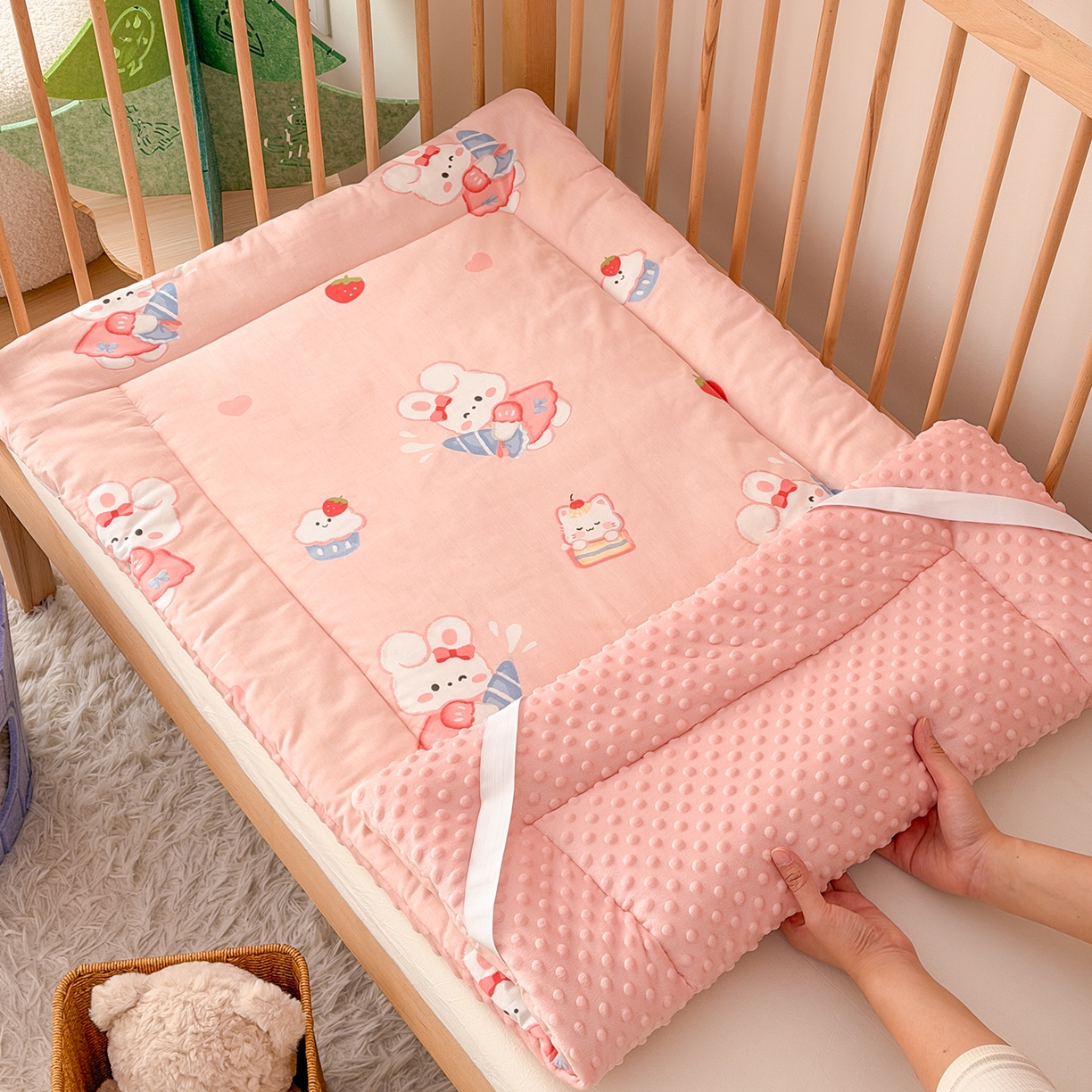 嗨生活 2026新款全棉儿童床垫幼儿园床垫床褥拼床床垫 萌小兔