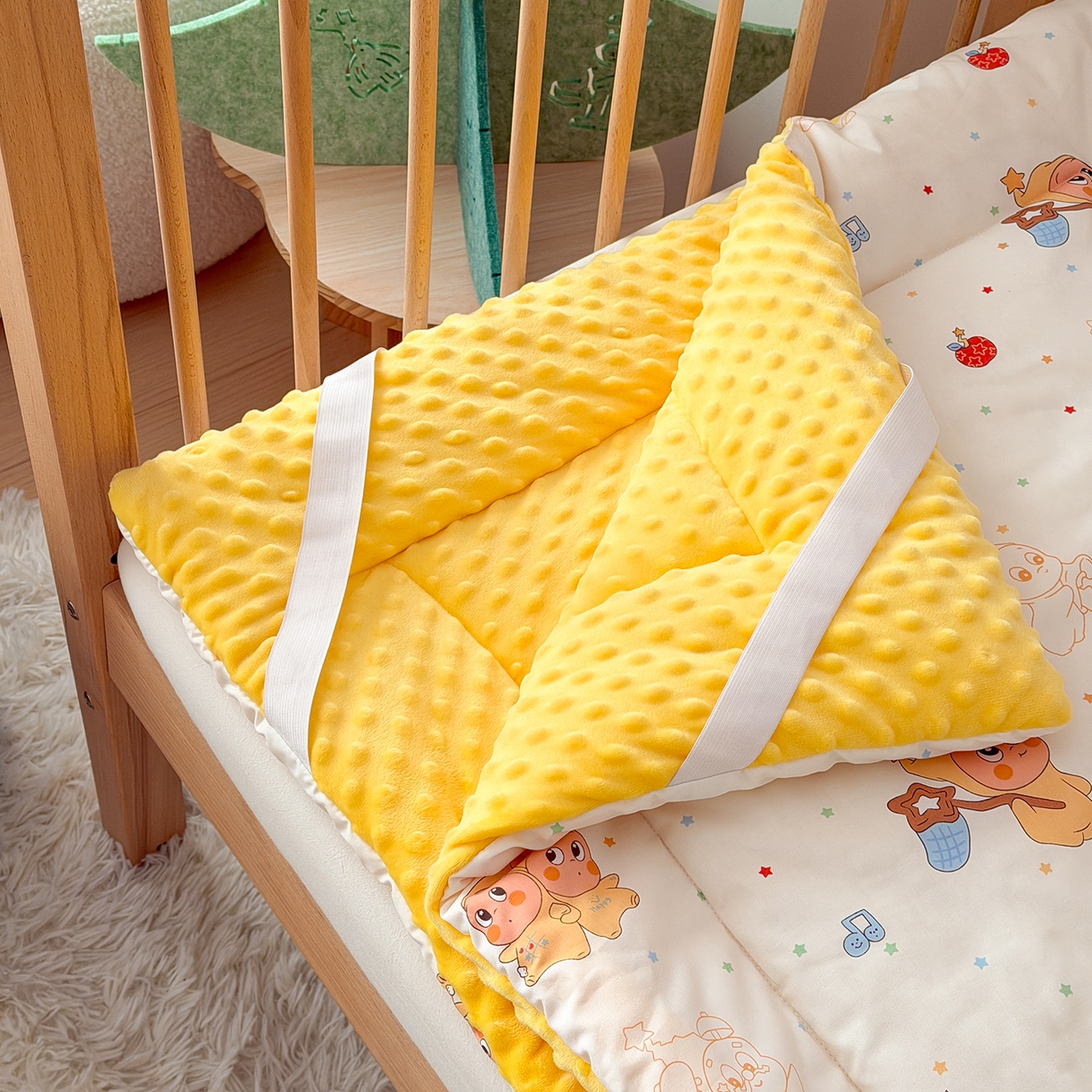 91家纺网 家纺一手货源 找家纺 嗨生活 2026新款全棉儿童床垫幼儿园床垫床褥拼床床垫 小星人