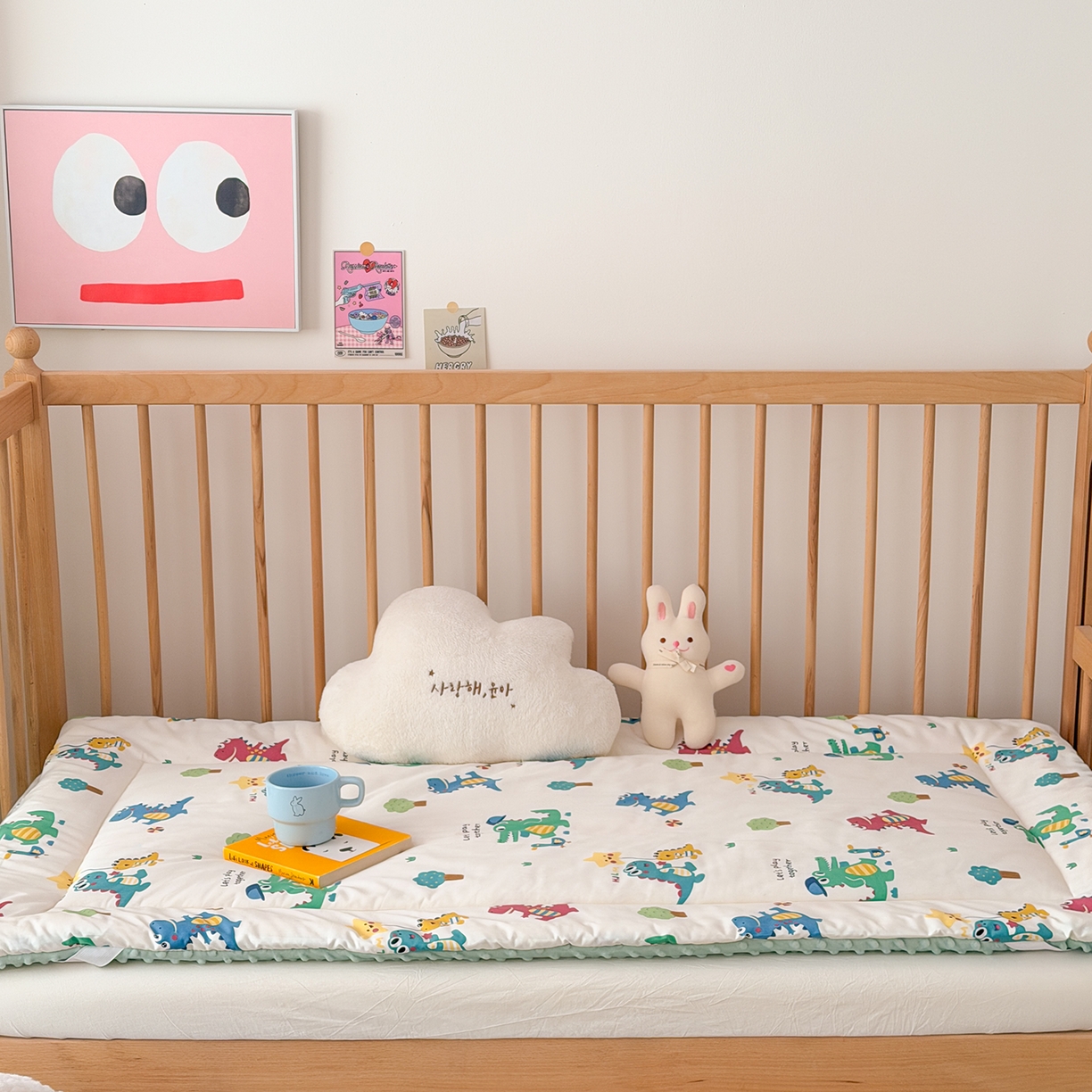 91家纺网 家纺一手货源 找家纺 嗨生活 2026新款全棉儿童床垫幼儿园床垫床褥拼床床垫 奇妙恐龙