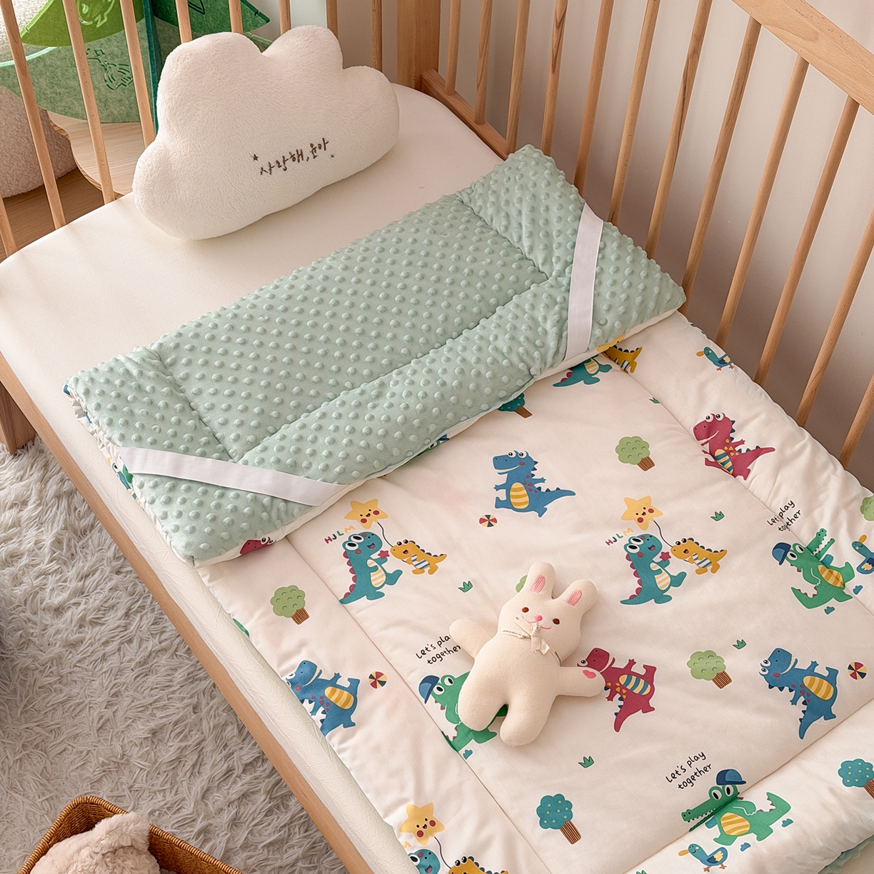 91家纺网 家纺一手货源 找家纺 嗨生活 2026新款全棉儿童床垫幼儿园床垫床褥拼床床垫 奇妙恐龙
