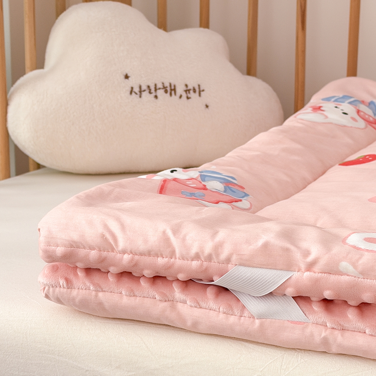 91家纺网 家纺一手货源 找家纺 嗨生活 2026新款全棉儿童床垫幼儿园床垫床褥拼床床垫 萌小兔