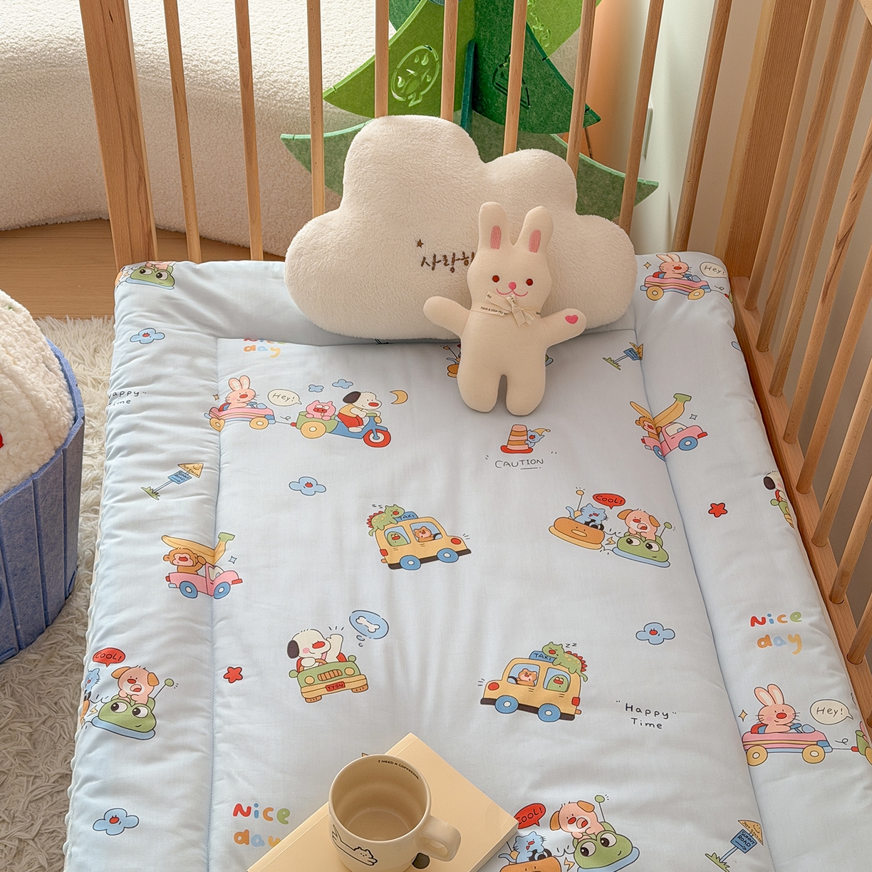 91家纺网 家纺一手货源 找家纺 嗨生活 2026新款全棉儿童床垫幼儿园床垫床褥拼床床垫 调皮宝贝