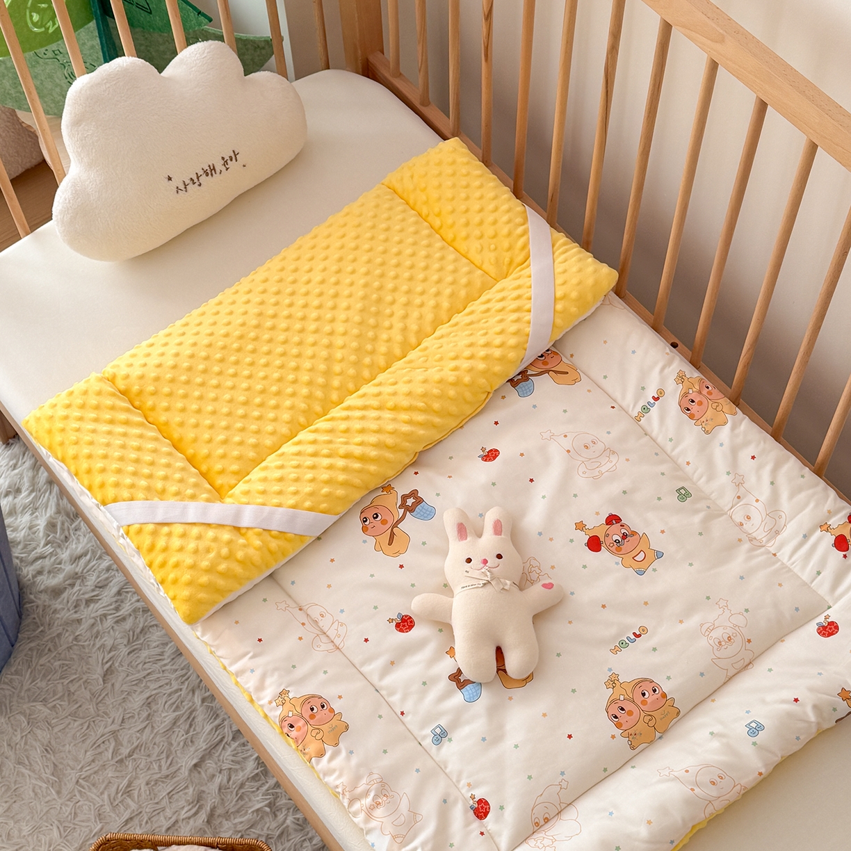 91家纺网 家纺一手货源 找家纺 嗨生活 2026新款全棉儿童床垫幼儿园床垫床褥拼床床垫 小星人