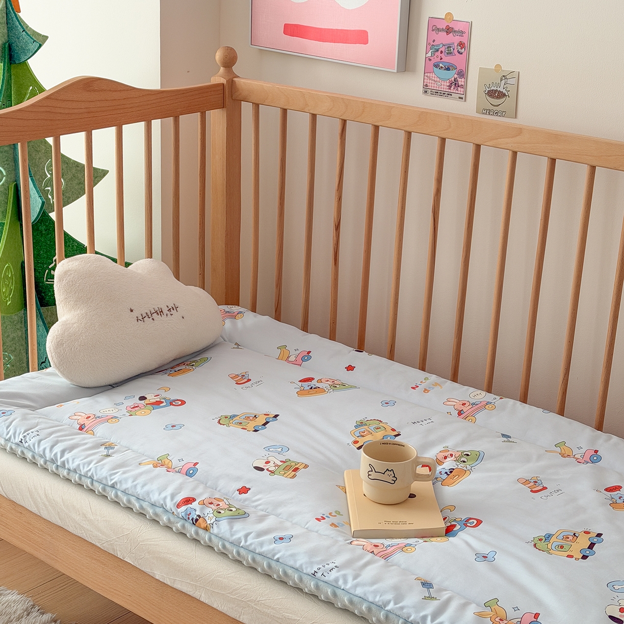 91家纺网 家纺一手货源 找家纺 嗨生活 2026新款全棉儿童床垫幼儿园床垫床褥拼床床垫 调皮宝贝