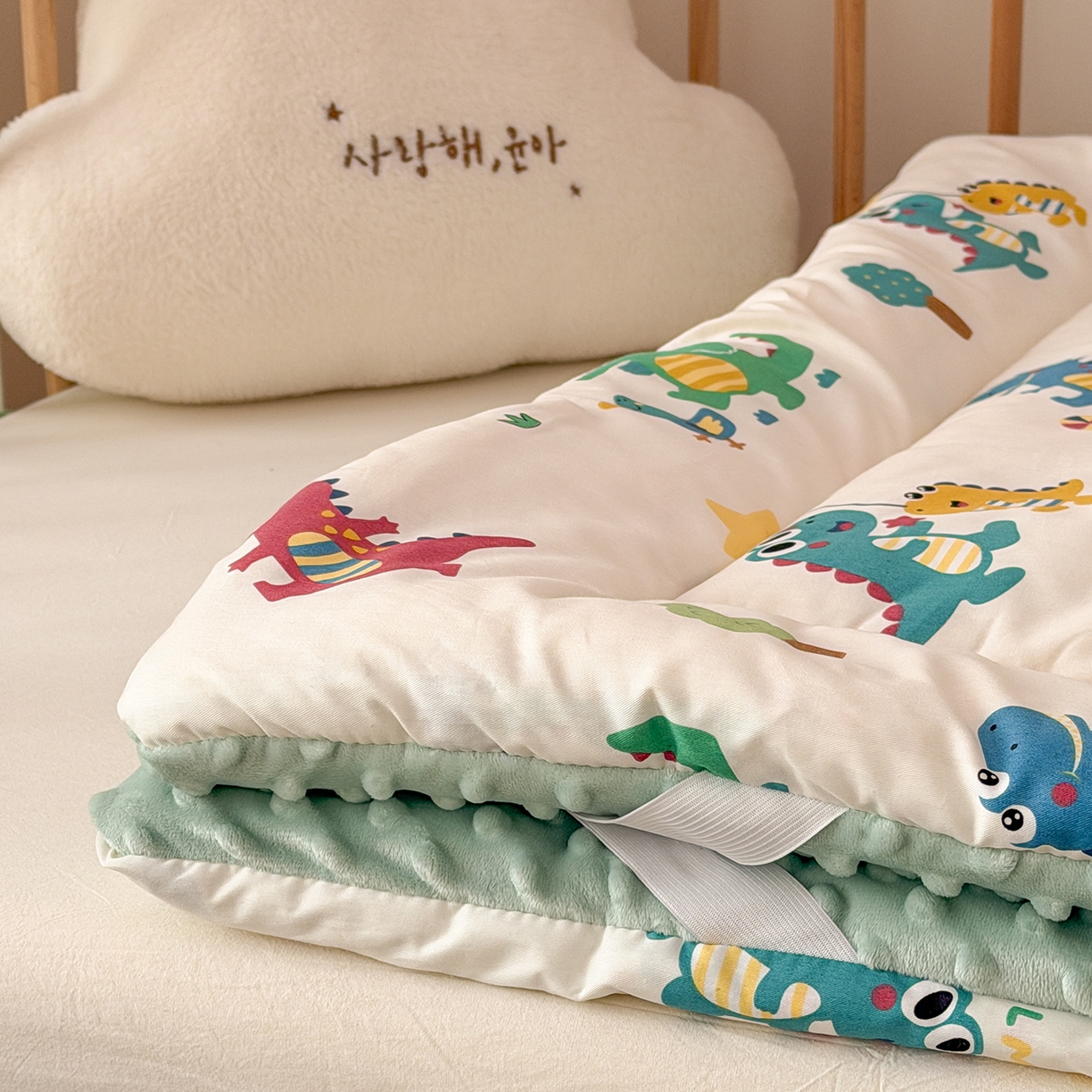 91家纺网 家纺一手货源 找家纺 嗨生活 2026新款全棉儿童床垫幼儿园床垫床褥拼床床垫 奇妙恐龙