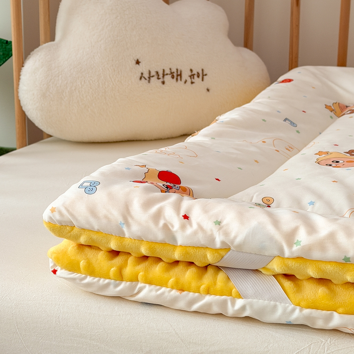 91家纺网 家纺一手货源 找家纺 嗨生活 2026新款全棉儿童床垫幼儿园床垫床褥拼床床垫 小星人