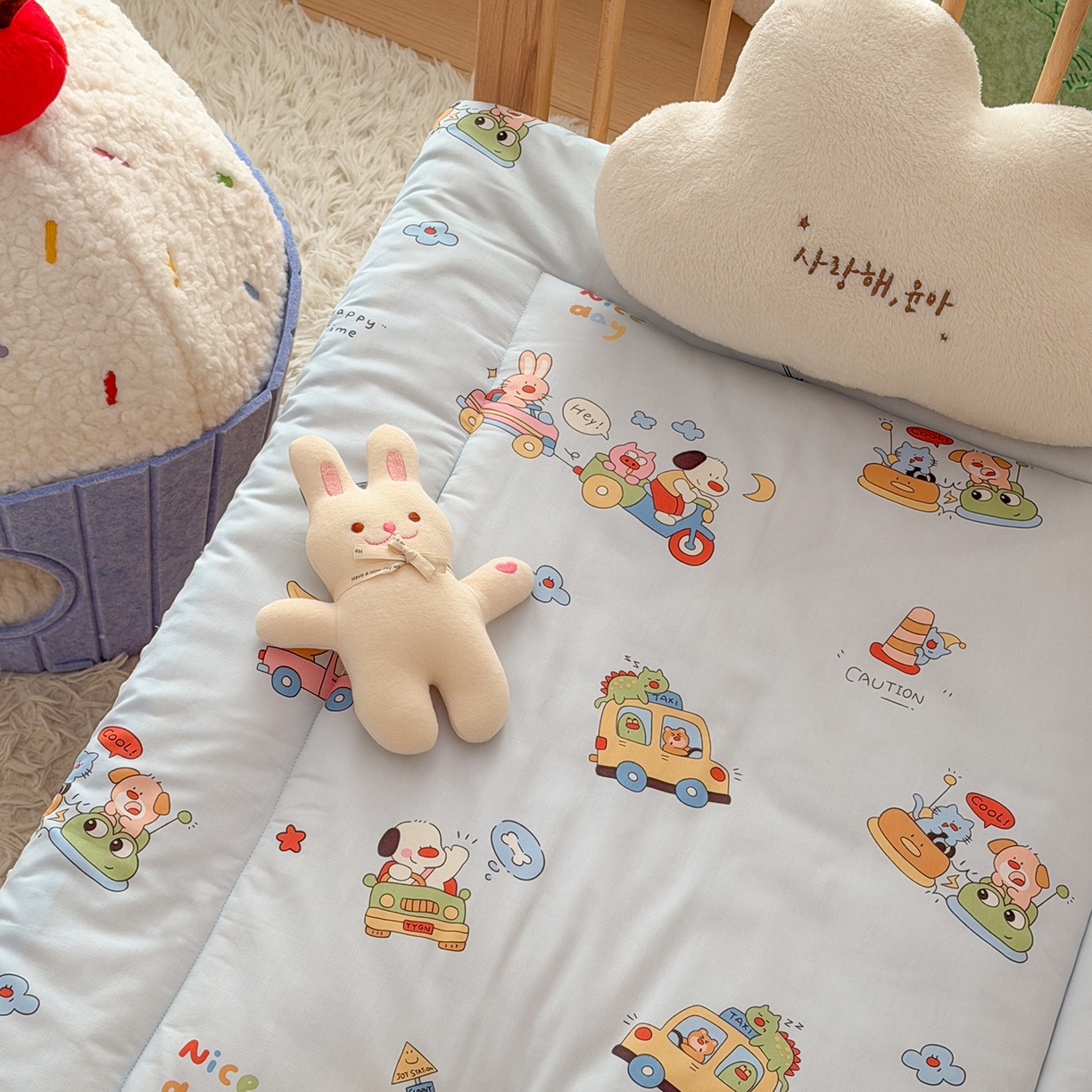 91家纺网 家纺一手货源 找家纺 嗨生活 2026新款全棉儿童床垫幼儿园床垫床褥拼床床垫 调皮宝贝