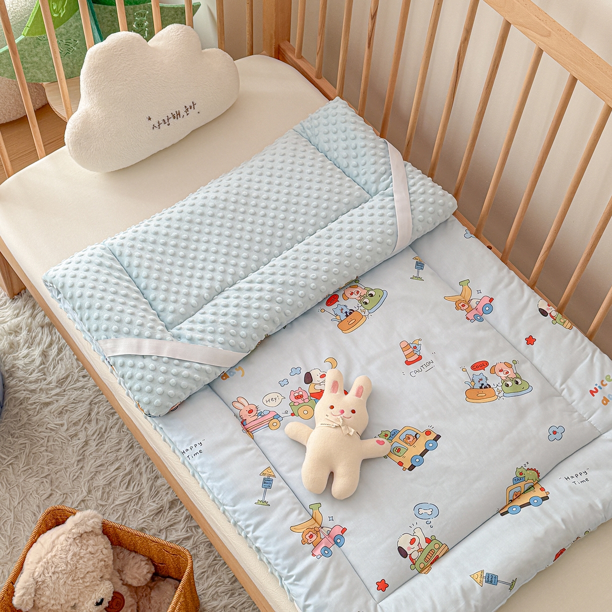 91家纺网 家纺一手货源 找家纺 嗨生活 2026新款全棉儿童床垫幼儿园床垫床褥拼床床垫 调皮宝贝