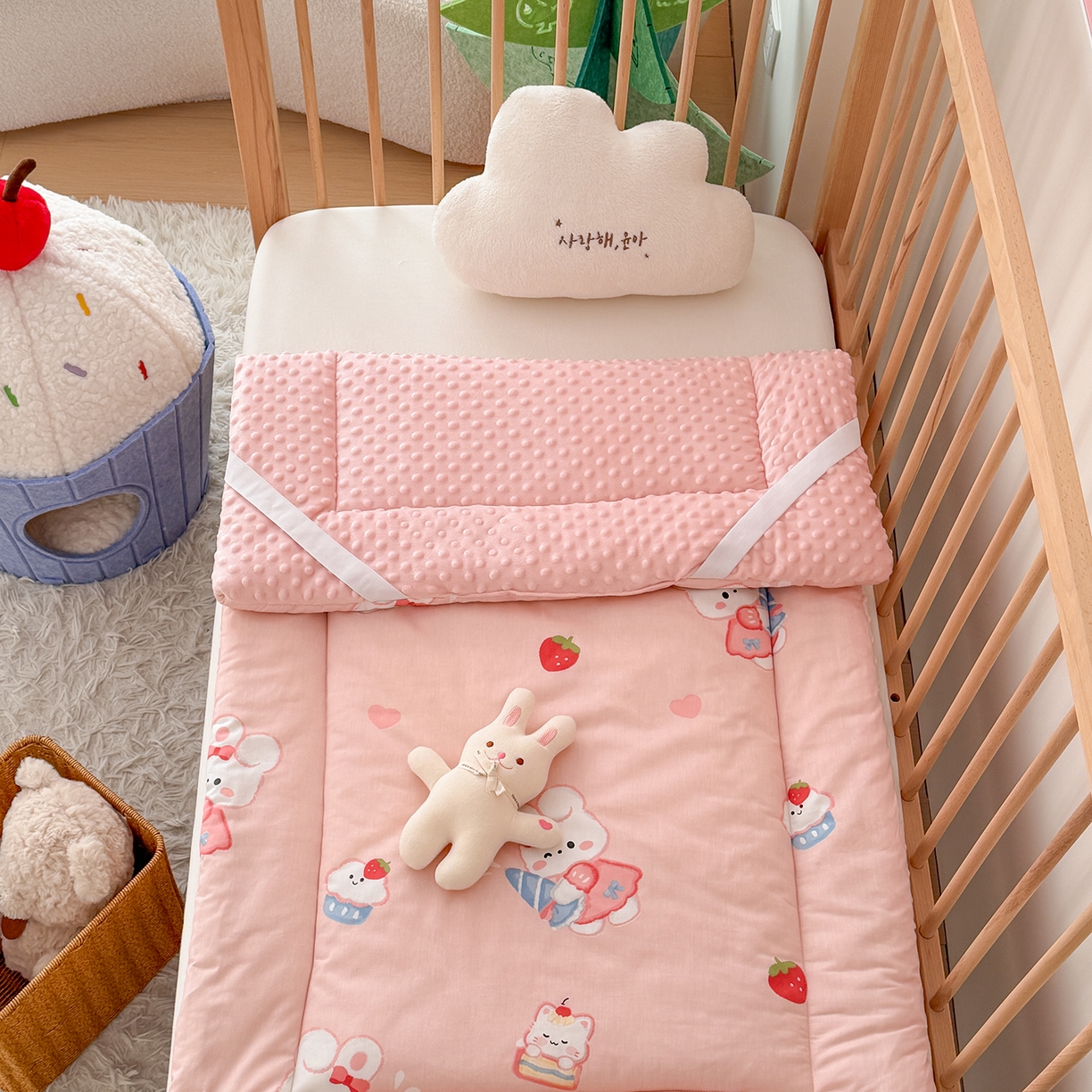 91家纺网 家纺一手货源 找家纺 嗨生活 2026新款全棉儿童床垫幼儿园床垫床褥拼床床垫 萌小兔