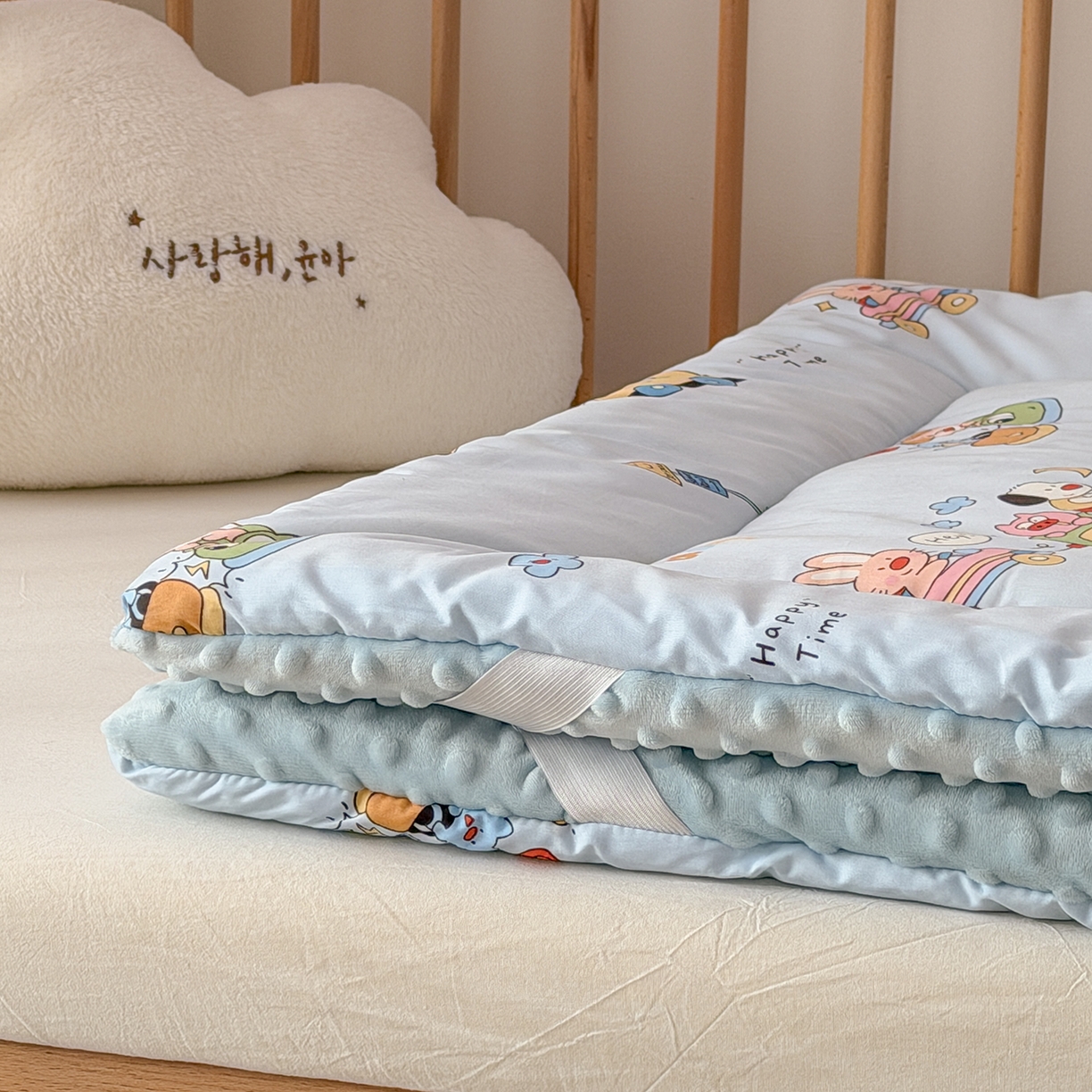91家纺网 家纺一手货源 找家纺 嗨生活 2026新款全棉儿童床垫幼儿园床垫床褥拼床床垫 调皮宝贝