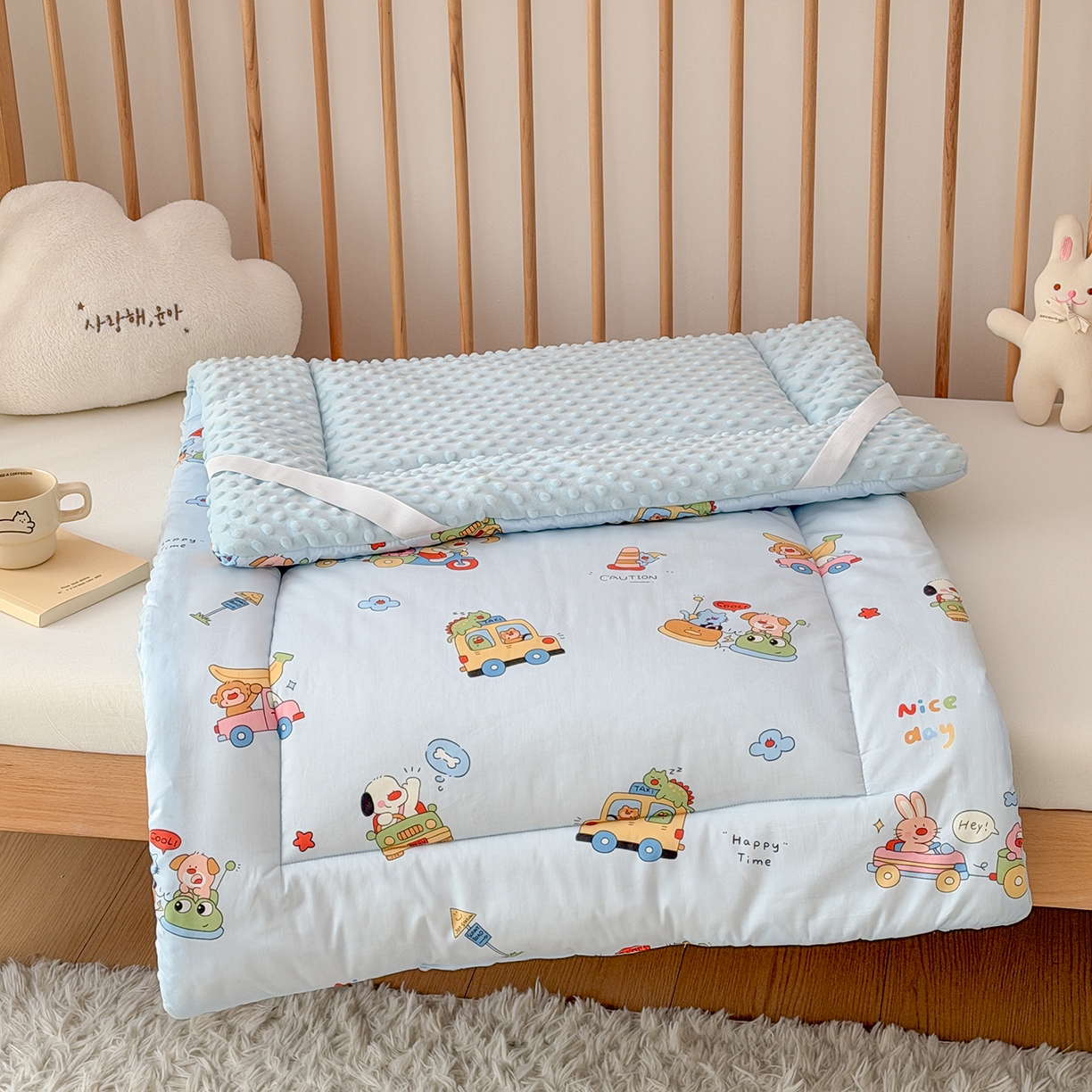 91家纺网 家纺一手货源 找家纺 嗨生活 2026新款全棉儿童床垫幼儿园床垫床褥拼床床垫 调皮宝贝