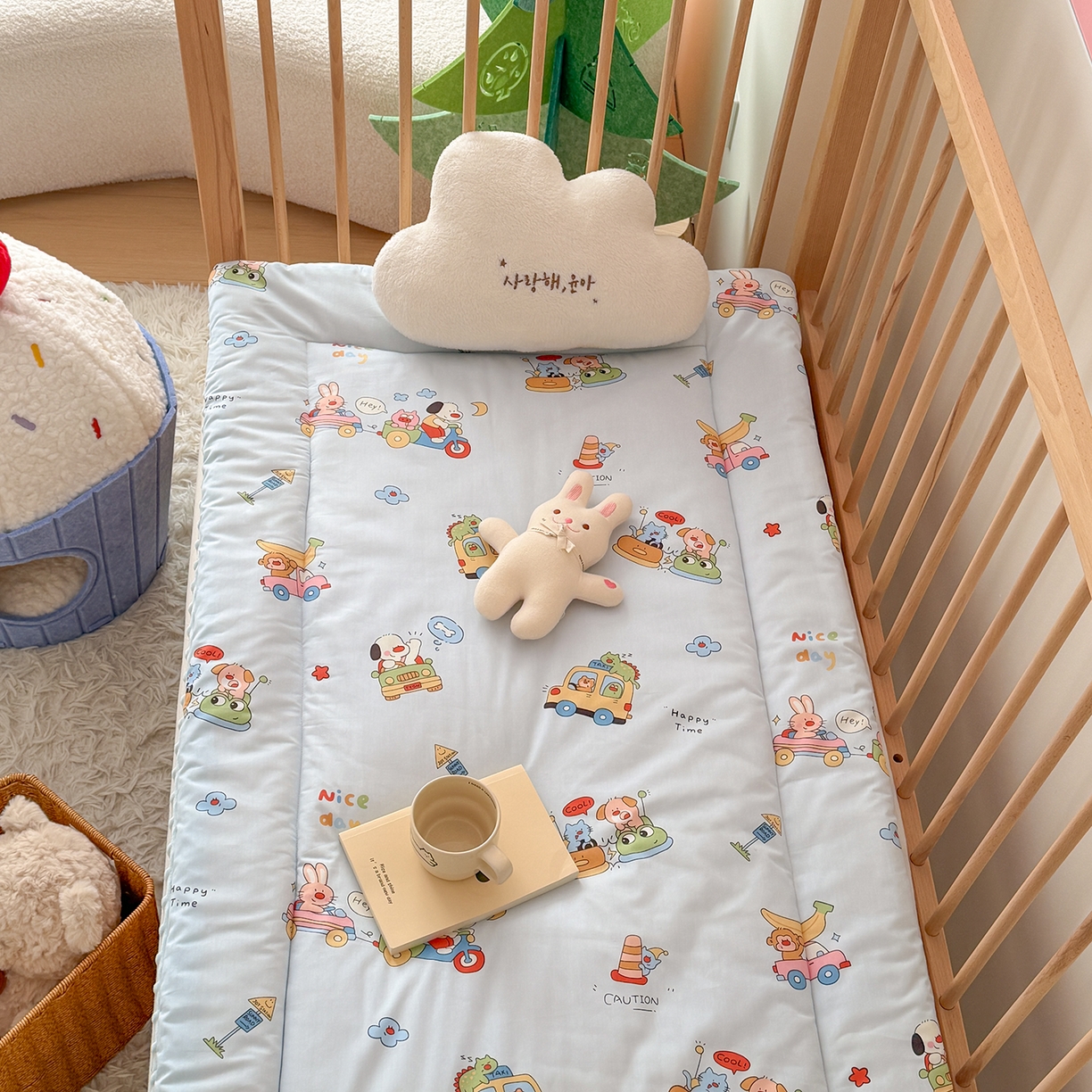 91家纺网 家纺一手货源 找家纺 嗨生活 2026新款全棉儿童床垫幼儿园床垫床褥拼床床垫 调皮宝贝