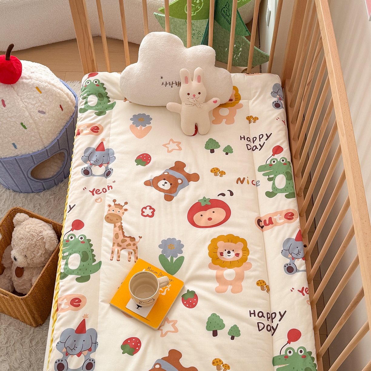 91家纺网 家纺一手货源 找家纺 嗨生活 2026新款全棉儿童床垫幼儿园床垫床褥拼床床垫 布拉乐园