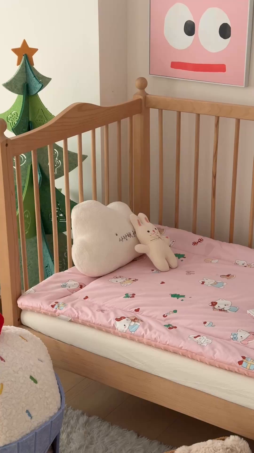 91家纺网 家纺一手货源 找家纺 嗨生活 2026新款全棉儿童床垫幼儿园床垫床褥拼床床垫 粉红猫