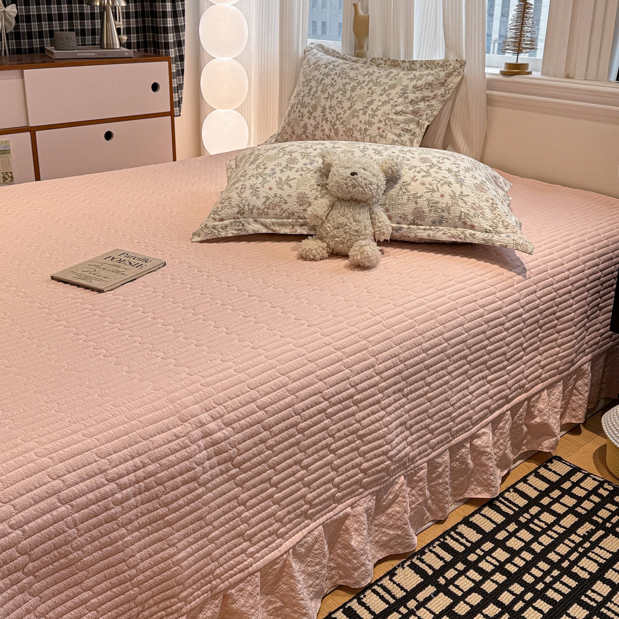 91家纺网 家纺一手货源 找家纺 富米莱（原臻工厂） 2026新款云感泡芙棉小清新印花简约床盖床裙四件套一小红书推荐 简约-莓果庄园