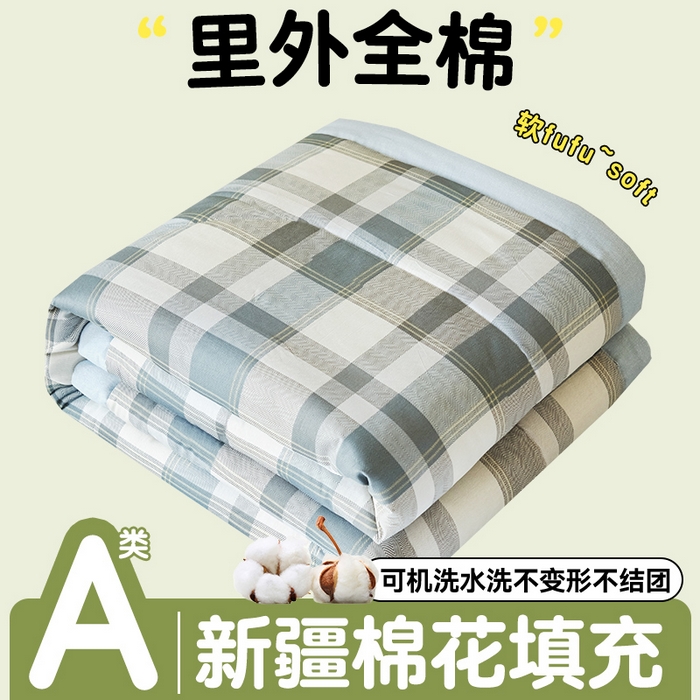 恬思语家纺 2026春夏新款里外全棉印花棉花夏被空调被夏凉被夏被四件套 简约风尚