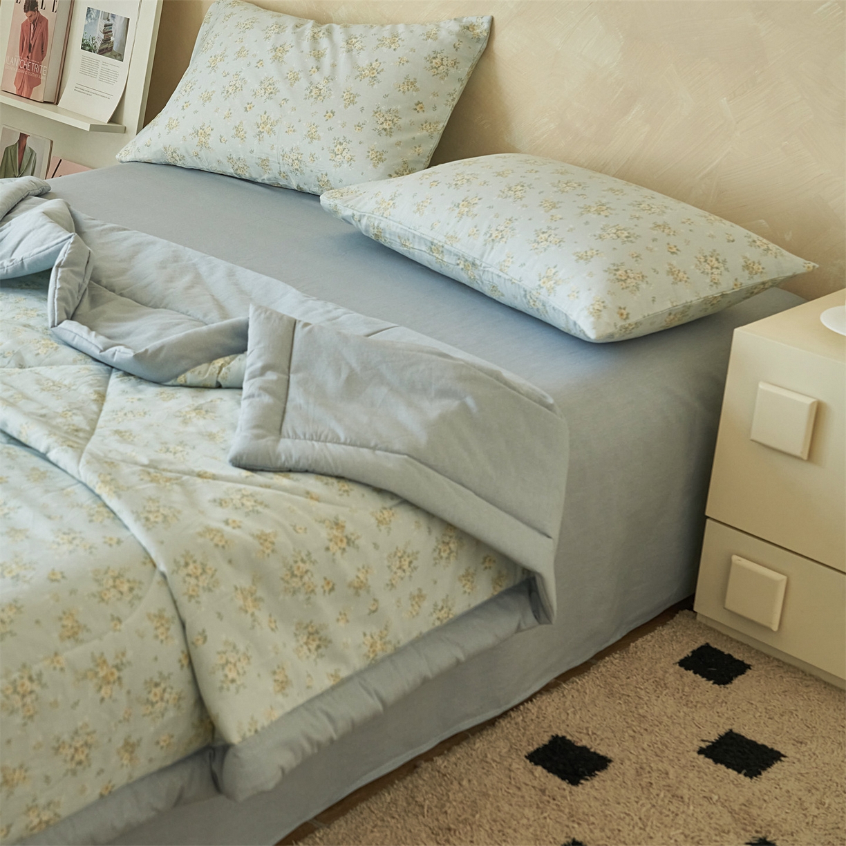 91家纺网 家纺一手货源 找家纺 恬思语家纺 2026春夏新款里外全棉印花棉花夏被空调被夏凉被夏被四件套 沁香-兰