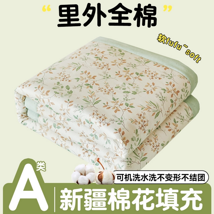 恬思语家纺 2026春夏新款里外全棉印花棉花夏被空调被夏凉被夏被四件套 倾城之恋